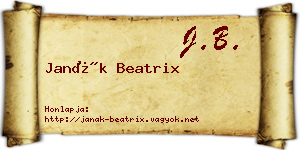 Janák Beatrix névjegykártya